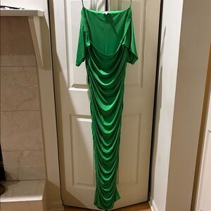 L'AGENCE Emerald Green Draped Maxi Dress